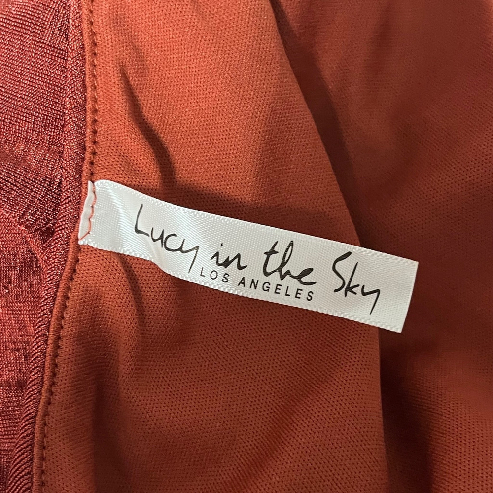 Lucy In the Sky Rust Orange One Shoulder Dress Size Medium - Picture 10 of 10
